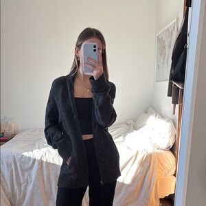 Cozy Black Oversized Zip up Cardigan